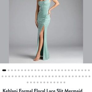 Windsor Sea Foam Green Lace Backless Gown